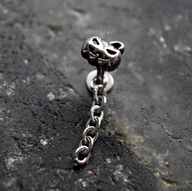 16g 18g Pumpkin No Rust Surgical Steel Labret Lip Medusa Flat Bottom Barbell Jewelry Piercing Cartilage Helix Tragus 1.2mm 1mm