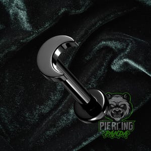 16g Titanium Black Moon Minimalist Implant Grade Internal Thread ASTM F136 Flat Back Labret Tragus Cartilage Barbell