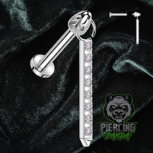 16g Titanium Binnendraad Lange Staaf CZ Gem ASTM F136 Labret Medusa Barbell Piercing Kraakbeen Helix Tragus Conch Stud sieraden