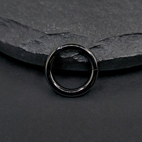 316L Surgical Steel Black PVD Wire Wrapped Hinged Clicker Hoop 316L Surgical Steel Black PVD Wire Wrapped Hinged Clicker Hoop