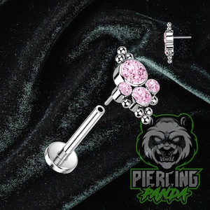 Piercing de titanio ASTM F136 rosa Royalty, sin rosca, con parte trasera plana, para cartílago, caracola, hélice, labio, trago, Medusa.