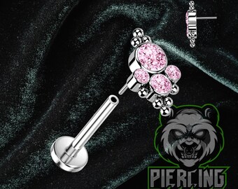 Piercing Labret Con Brillantini A Forma Di Diamante E Filettatura