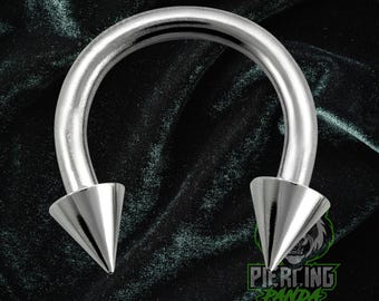 1x 10g Spikes Horseshoe Ring Gauges Solid 316L Surgical Steel Internal Thread Hoop Septum Helix Piercing Body Jewelry Hoop Plugs