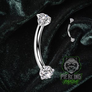 Piercing de ceja de titanio Star Gems de 16 g, grado de implante ASTM F136, con rosca interna y curva.