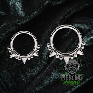 CLEARANCE 16g Titanium ASTM F136 Spikes Implant Grade Hinged Segment Septum Helix Piercing Cartilage Daith Hoop Piercing Ring Millgrain