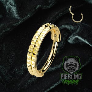 CLEARANCE 16g Micro Pyramids Hinged Segment Septum Helix Piercing Cartilage Daith Hoop Piercing Ring