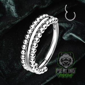 16g Lined Beads 316L Surgical Steel Hinged Segment Septum Helix Piercing Cartilage Daith Hoop Piercing Ring