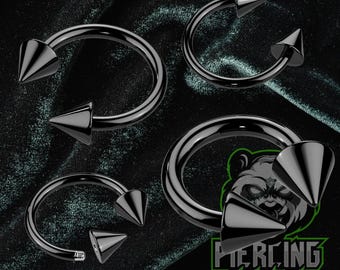 FINAL STOCK 20g 18g 16g 14g Horseshoe Ring Piercing Jewelry Septum Helix Daith Nose Hoop External Thread Black IP Plated 316L Surgical Steel