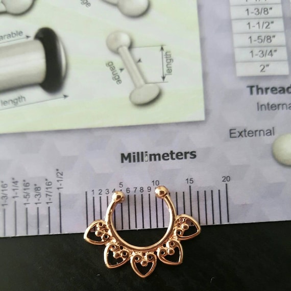 1x Steel CZ Gem Stone Septum Hanger No Piercing Needed Clip On Nose Purple Color