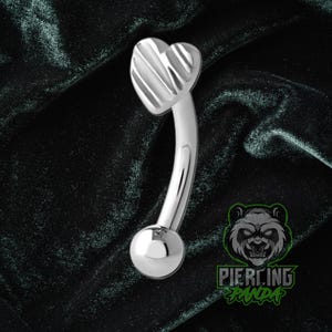 16g Heart Solid 316L Surgical Steel Curved Rook External Thread Piercing Ring