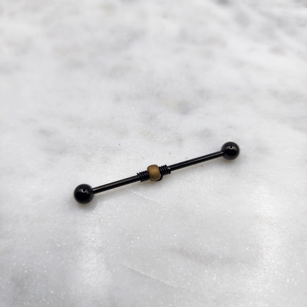 14g 16g Matte Bronze on Black Ion Plated Industrial Barbell Etsy