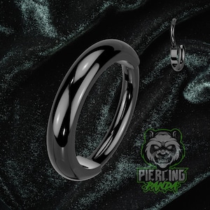 20g 18g 16g Titanium ASTM F136 Thick Band Implant Grade Black Hinged Segment Septum Nose Helix Cartilage Daith Hoop Piercing Ring