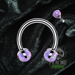 16g Claw Purple Opal Internal Thread Stone Horseshoe Hoop 316L Surgical Steel Piercing Daith Septum Helix Ring