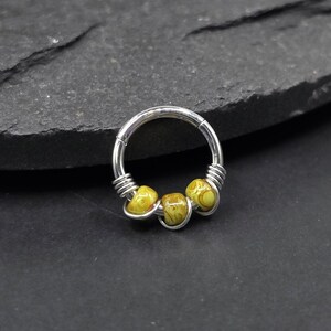18g 20g Picasso Turquoise Glass Hinged Clicker Wire Wrapped Segment Hoop Rings Nose Piercing Earring Lobe Helix Cartilage