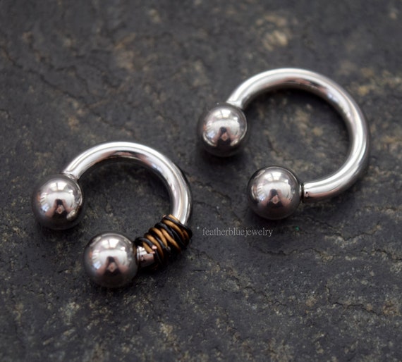 Horseshoe Ring Body Jewelry Titanium with Spikes 12G2G Jewelry