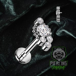 16g Titanium ASTM F136 Grade 23 White CZ Gems Balls Cluster Internal Thread Tragus Helix Conch Cartilage Earring Labret Barbell