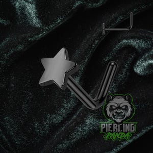 20g 18g Titanium ASTM F136 Star Black PVD Plate Implant Grade L Bend Curl Nose Piercing Stud Ring