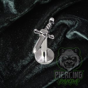 14g Internal Thread Sword 316L Surgical Steel Small Bottom Disc Tragus Helix Conch Cartilage Earring Labret Barbell