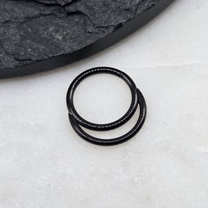 Anneau de piercing à cliquet double segment articulé, titane, 16 g, ASTM F136, Septum Daith, Cartilage, Plaqué PVD noir