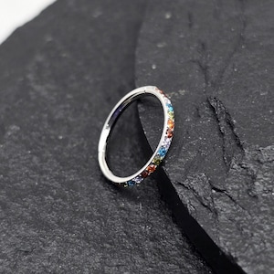 Anneau de piercing à cliquet, segment articulé, doublé latéral, arc-en-ciel, 16 g, solide, acier chirurgical 316L, septum Daith, Cartilage