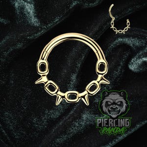 16 g, pointes et maillons de chaîne, segment articulé, anneau de piercing à cliquet, acier chirurgical 316L massif, plaque PVD or