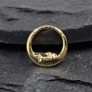 Surgical Steel Rose Gold PVD Crescent Moon Hinged Clicker Hoop Daith Cartilage Ring Surgical Steel Rose Gold PVD Crescent Moon Hinged Clicker Hoop Daith Cartilage Ring