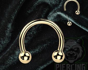 16g Titanium ASTM F136 Threadless Horseshoe Ring Gold PVD Plated Piercing Jewelry Septum Conch Helix | Small 3mm Balls