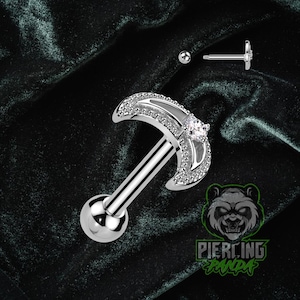 16g Mond Weiß CZ Edelstein Chirurgenstahl Knorpel Helix Tragus Conch Ball Back Piercing