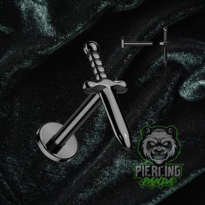 16g titanium ASTM F136 binnendraad zwaard zwart pvd plaat piercing schelp plat kraakbeen helix labret monroe