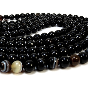 Black Agate Beads, 10mm Black Beads, 16&quot; inch Strand, Beading Supplies, Jewelry Supplies, Item 418ag