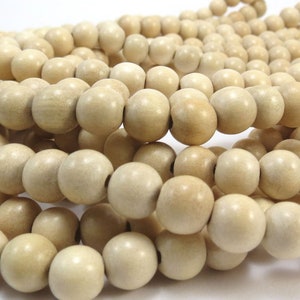 8mm Wood Beads, Two (2) 16&quot; inch Strands, Natural 8mm Round Wood Beads, Beading Supplies, Jewelry Supplies, Item 1024wb