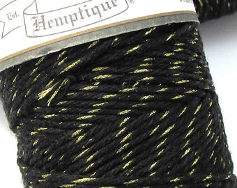 1mm Metallic Black/Gold Hemp Cord, Hemptique® Polished Hemp Cord, 20-Pound Test, 205-Feet Spool, Necklace Cord, Item 2421c