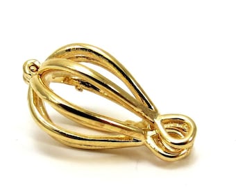 Teardrop Cage Pendant, 21x11mm Small Gold Cage Charm for Beads and Gemstones, Item 490m