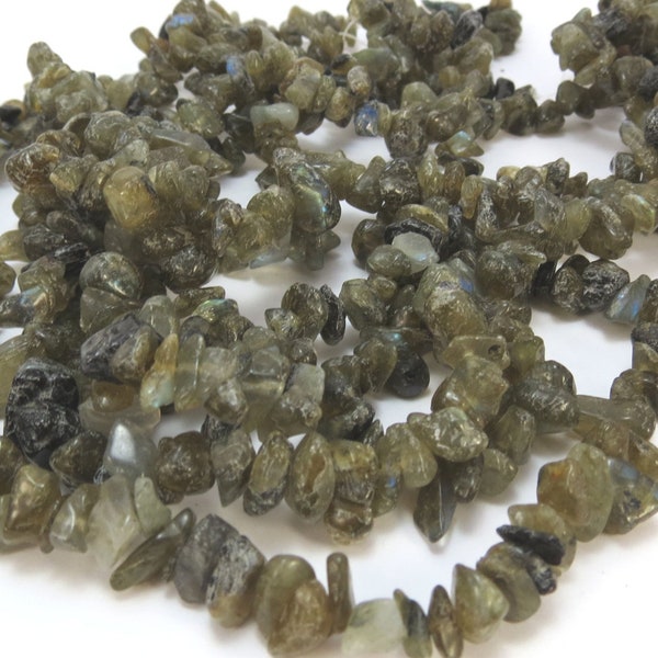 Labradorite Chips, Two (2) 15" inch Strands, Natural Labradorite Gemstones, Jewelry Supplies, Beading Supplies, Item 799gs