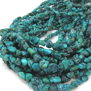 Turquoise Pebbles, 34&quot; inch Strand, Dark Blue/Green Small Turquoise Beads, Beading Supplies, Jewelry Supplies, Item 502gs