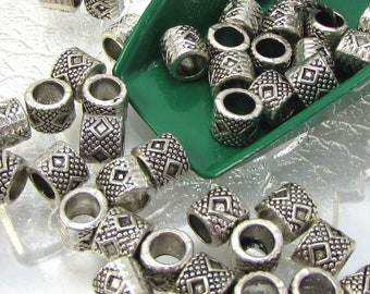 Metal Beads, Antique Silver 6x6mm Tube Beads, Fifty (50) Beads, Item 1264m