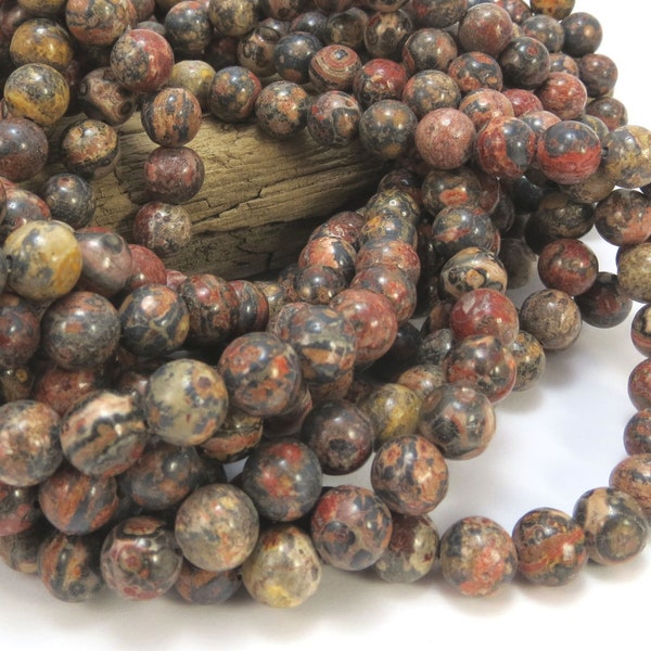 8mm Leopardskin Jasper Beads, Natural 8mm Jasper Beads, 16" inch Strand, Jewelry Supplies, Beading Supplies, Item 1028pm