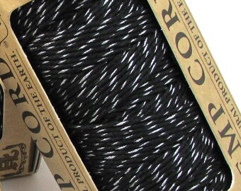 Metallic Black/Silver Hemp Cord, 1mm Hemptique® Polished Hemp Cord, 205-Feet Spool, Item 2422c