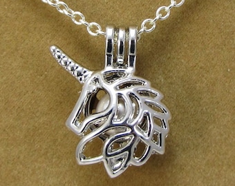 K1178 Silver Unicorn Hollow Beads Cage Locket Pendant Charm K1178 Silver Unicorn Hollow Beads Cage Locket Pendant Charm