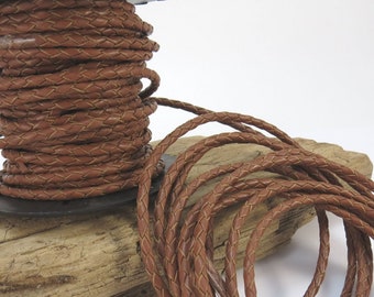 Cordón de cuero trenzado de 3 mm, 12 colores, cordón para bolo o collar de una (1) yarda, artículo 916ct