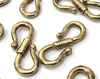 S-Hook Clasps, (12) Antique Gold Finished S-Hook Clasps, Item 2313m