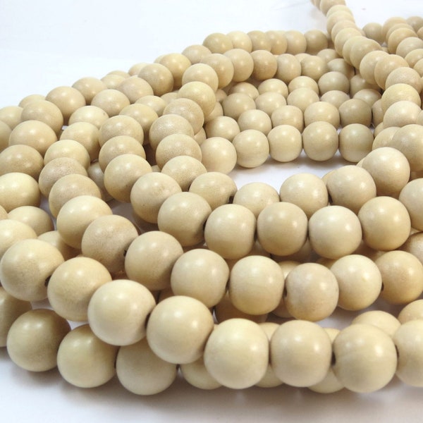 10mm Wood Beads, Two (2) 16" inch Strands, Natural 10mm Round Wood Beads, Beading Supplies, Jewelry Supplies, Item 1037wb