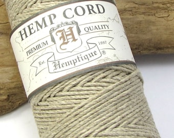 1mm Hemp Cord, Hemptique® Polished Hemp Cord, Natural 1mm Diameter, 20-Pound Test, 205' Foot Spool, Necklace Cord, Item 2256c