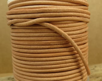 2mm Natural Leather Cord, 25 Yard Spool, Leather Necklace Cord, Jewelry Supplies, Item 696c