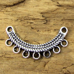 Łączniki, dziesięć (10) antycznych srebrnych wygiętych prętów, łączniki do naszyjników, artykuły jubilerskie, pozycja 2555m