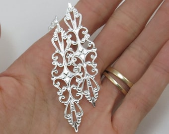 Filigree Wrap Components, Ten (10) Silver Bendable Filigree Wrap Links, Item 168m