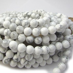 8mm White Howlite Beads, Natural White Howlite Beads, 8mm White Beads, 16&quot; inch Strand, Beading Supplies, Jewelry Supplies, Item 1181pm