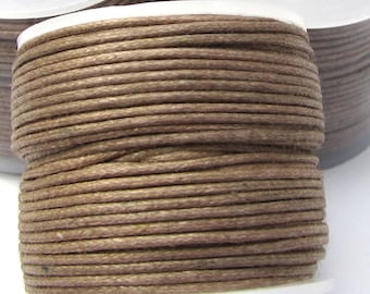 1mm Light Brown Waxed Cotton Cord, 25 Meter Spool Brown Cord, Cotton Necklace Cord, Item 2209c