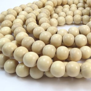 Perles en bois de 10 mm, deux (2) brins de 16 pouces, perles en bois rondes naturelles de 10 mm, fournitures pour perles, fournitures pour bijoux, article 1037wb
