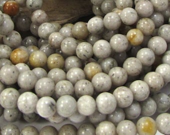 6mm Grey Feldspar Beads, 16" inch Strand, Natural Grey Beads, Beading Supplies, Jewelry Supplies, Item 1018pm